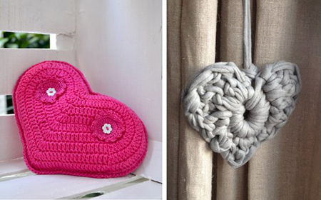 Models and patterns to make crochet hearts